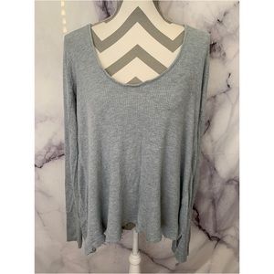 We the Free Free People Gray Blue waffer shirt